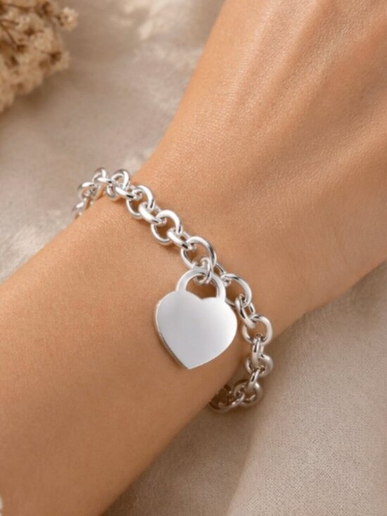 Jewelry - 925 Sterling Silver Heart Chain Bracelet